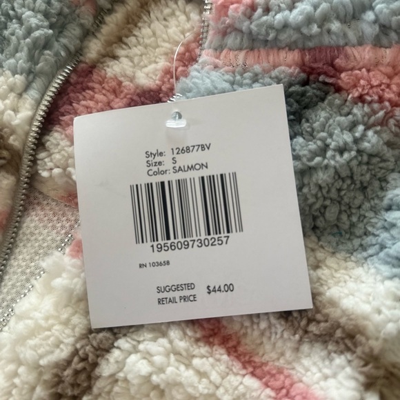 NWT Jason Maxwell Plaid Multicolor Fuzzy Zip Up Jacket Size Small - Picture 5 of 10